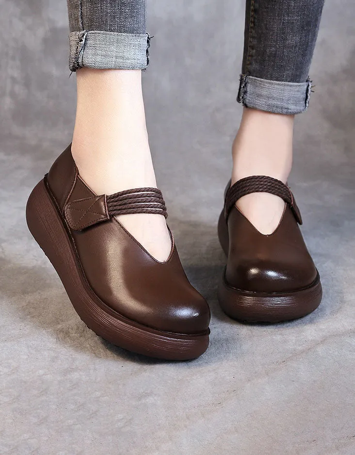 Spring Fron Velcro Soft Sole Wedge Shoes