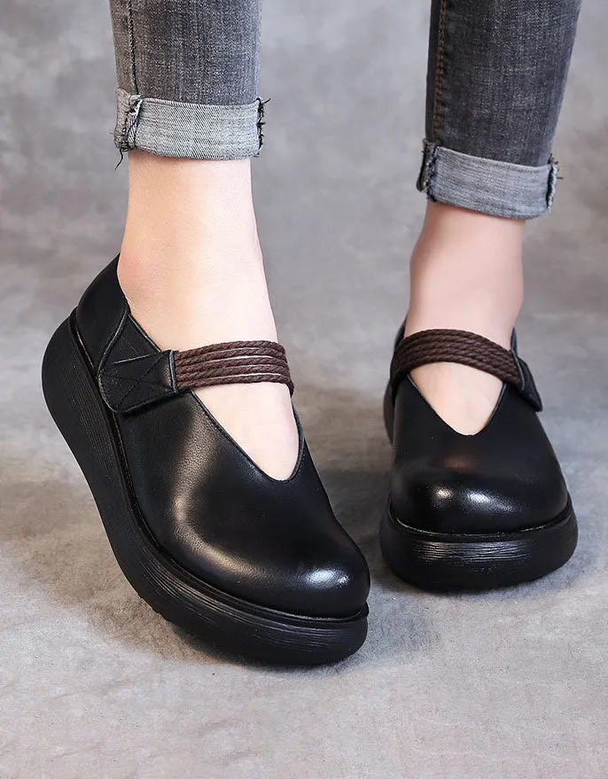 Spring Fron Velcro Soft Sole Wedge Shoes