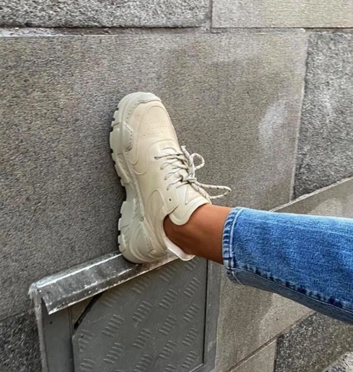 Sprint Leather Beige Chunky Sneakers