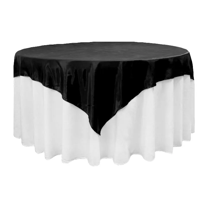 Square 72" Satin Table Overlay - Black