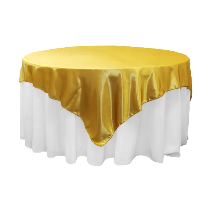 Square 72" Satin Table Overlay - Bright Gold