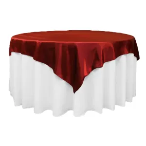 Square 72" Satin Table Overlay - Burgundy