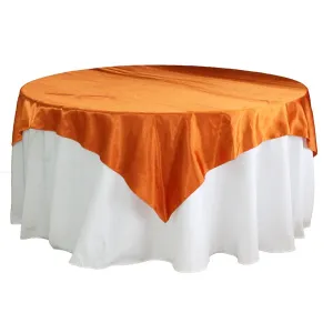 Square 72" Satin Table Overlay - Burnt Orange