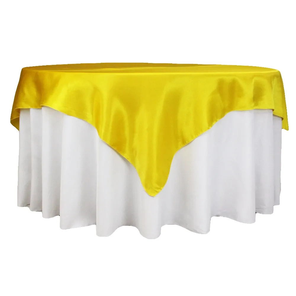 Square 72" Satin Table Overlay - Canary Yellow (Bright Yellow)