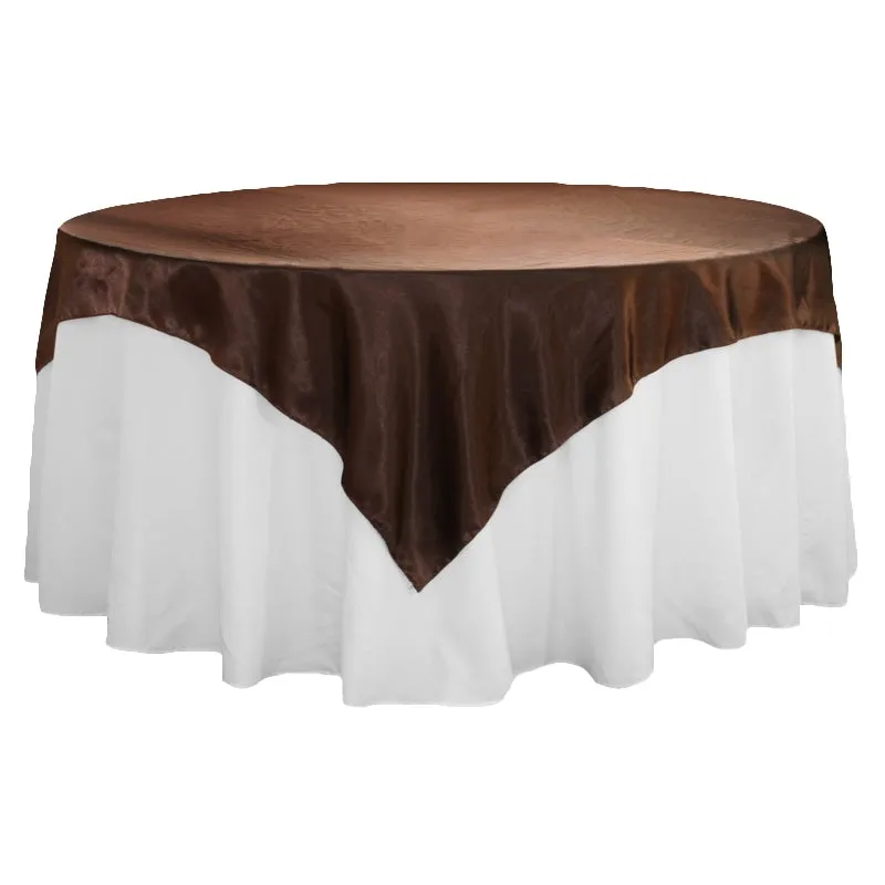 Square 72" Satin Table Overlay - Chocolate Brown