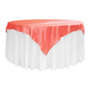 Square 72" Satin Table Overlay - Coral