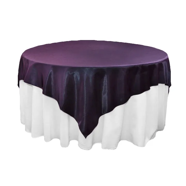 Square 72" Satin Table Overlay - Eggplant/Plum