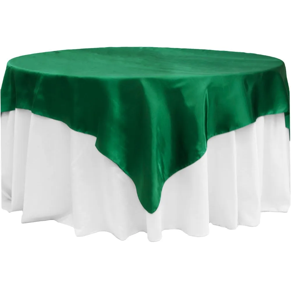 Square 72" Satin Table Overlay - Emerald Green