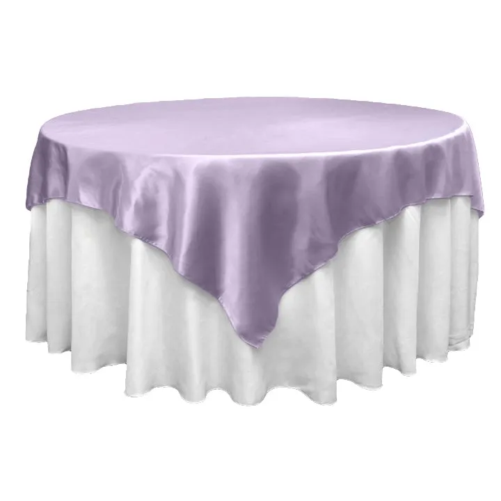 Square 72" Satin Table Overlay - Lavender