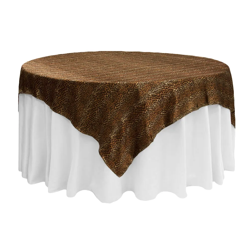 Square 72" Satin Table Overlay - Leopard Design