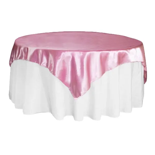 Square 72" Satin Table Overlay - Medium Pink