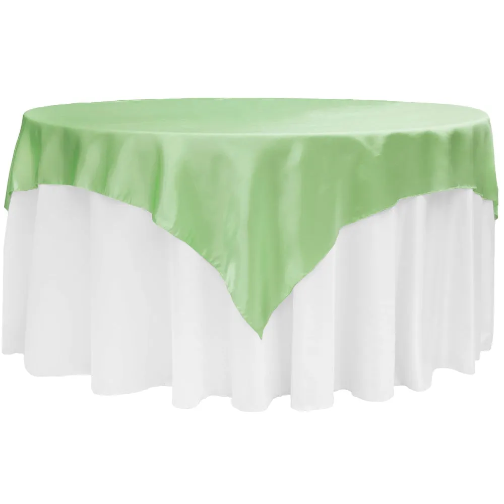 Square 72" Satin Table Overlay - Mint Green