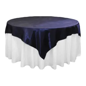 Square 72" Satin Table Overlay - Navy Blue