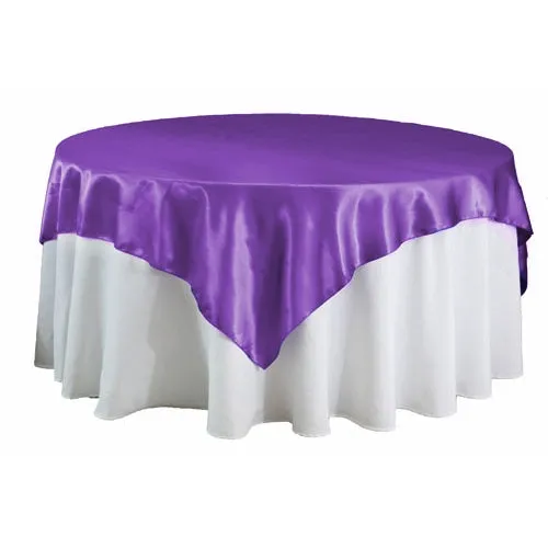 Square 72" Satin Table Overlay - Purple