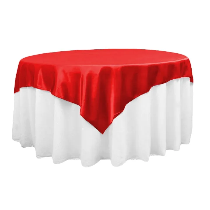 Square 72" Satin Table Overlay - Red