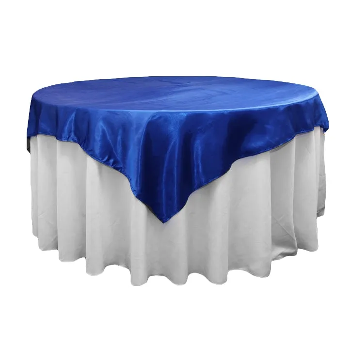 Square 72" Satin Table Overlay - Royal Blue