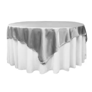 Square 72" Satin Table Overlay - Silver