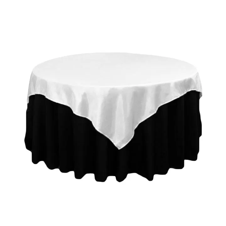 Square 72" Satin Table Overlay - White