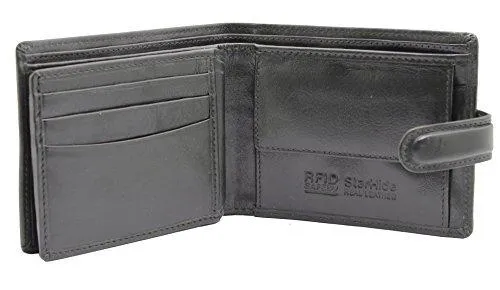 StarHide Mens RFID Blocking Cow VT Leather Trifold Coin Pocket Wallet 1212