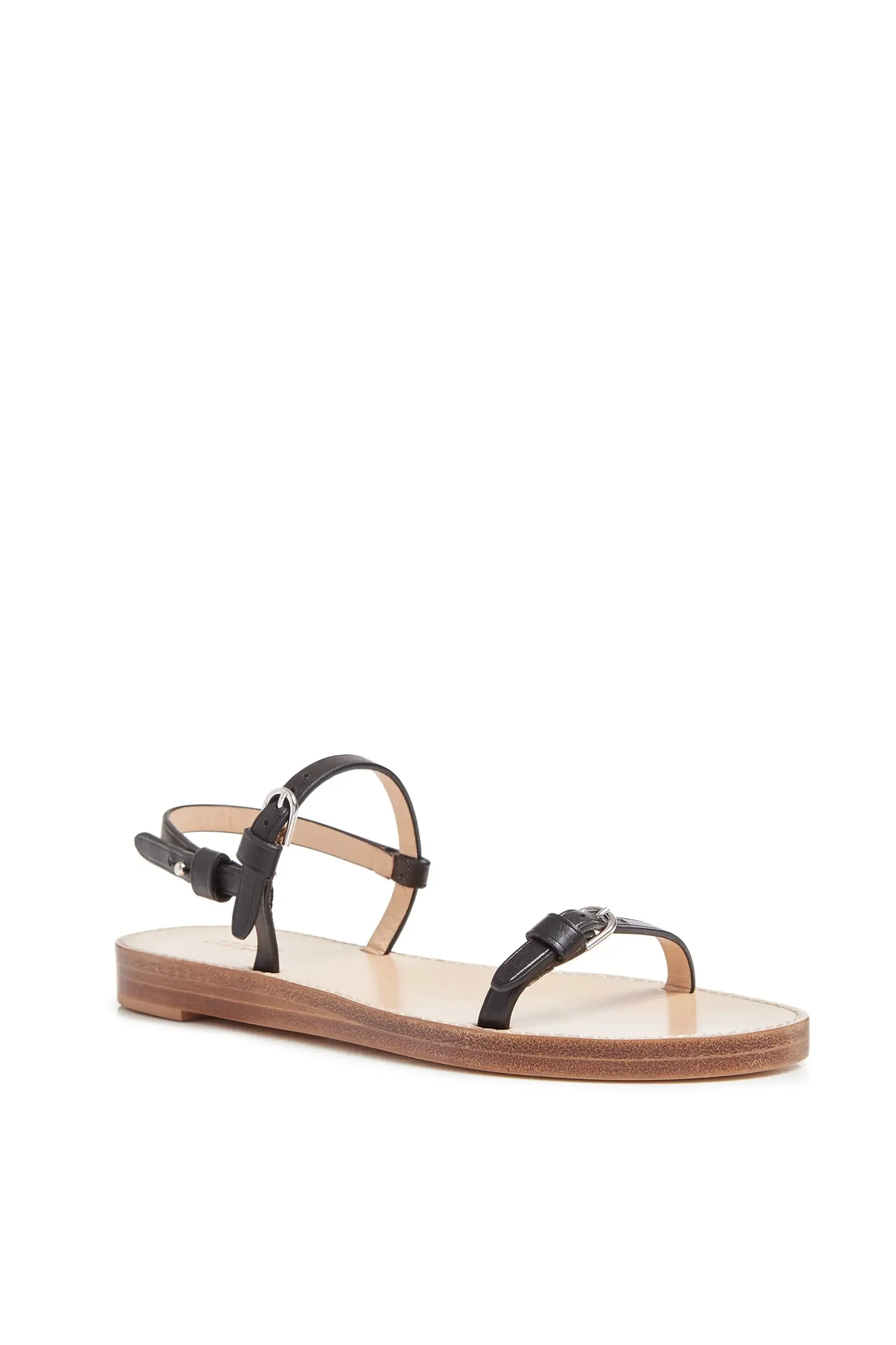 Steward Flat Sandal in Black Leather