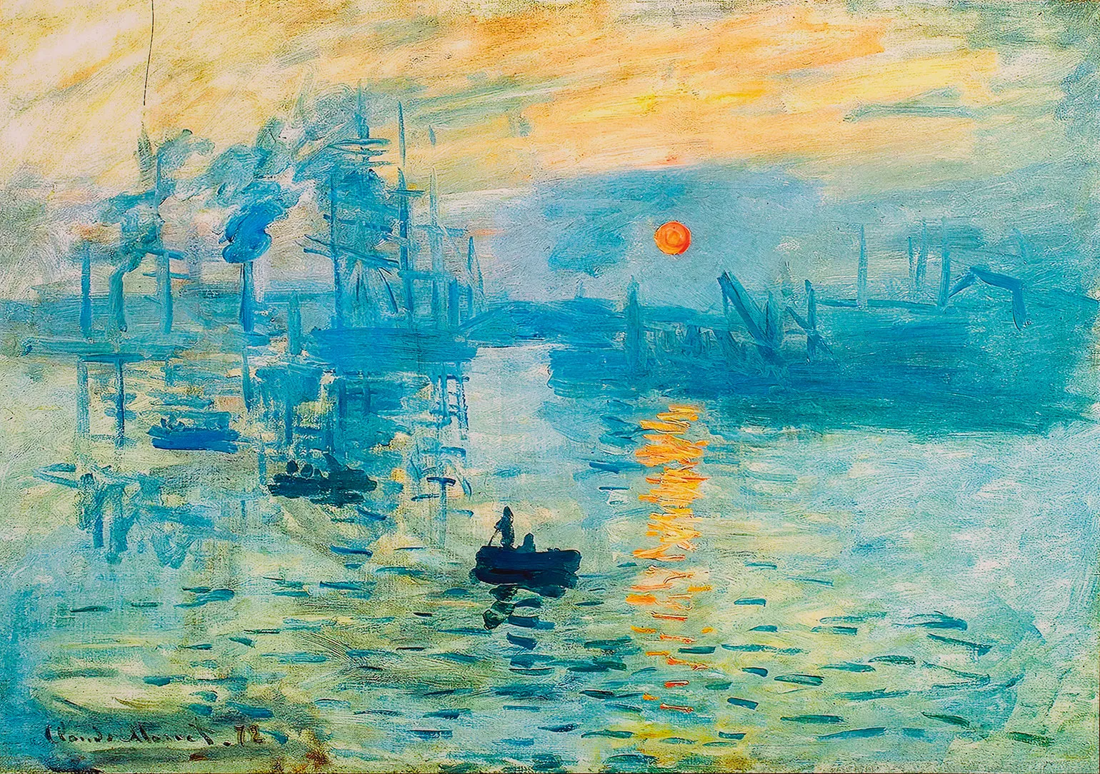 Sunrise Landscape - Painted by Claude Monet - Circa. 1899. High Quality Polyester Cotton Canvas Print. Rolled Canvas Available in 3 Sizes - Small, Medium, or Large. Stretched Canvas Option Available in One (1) Large Size - 70cm x 100cm.