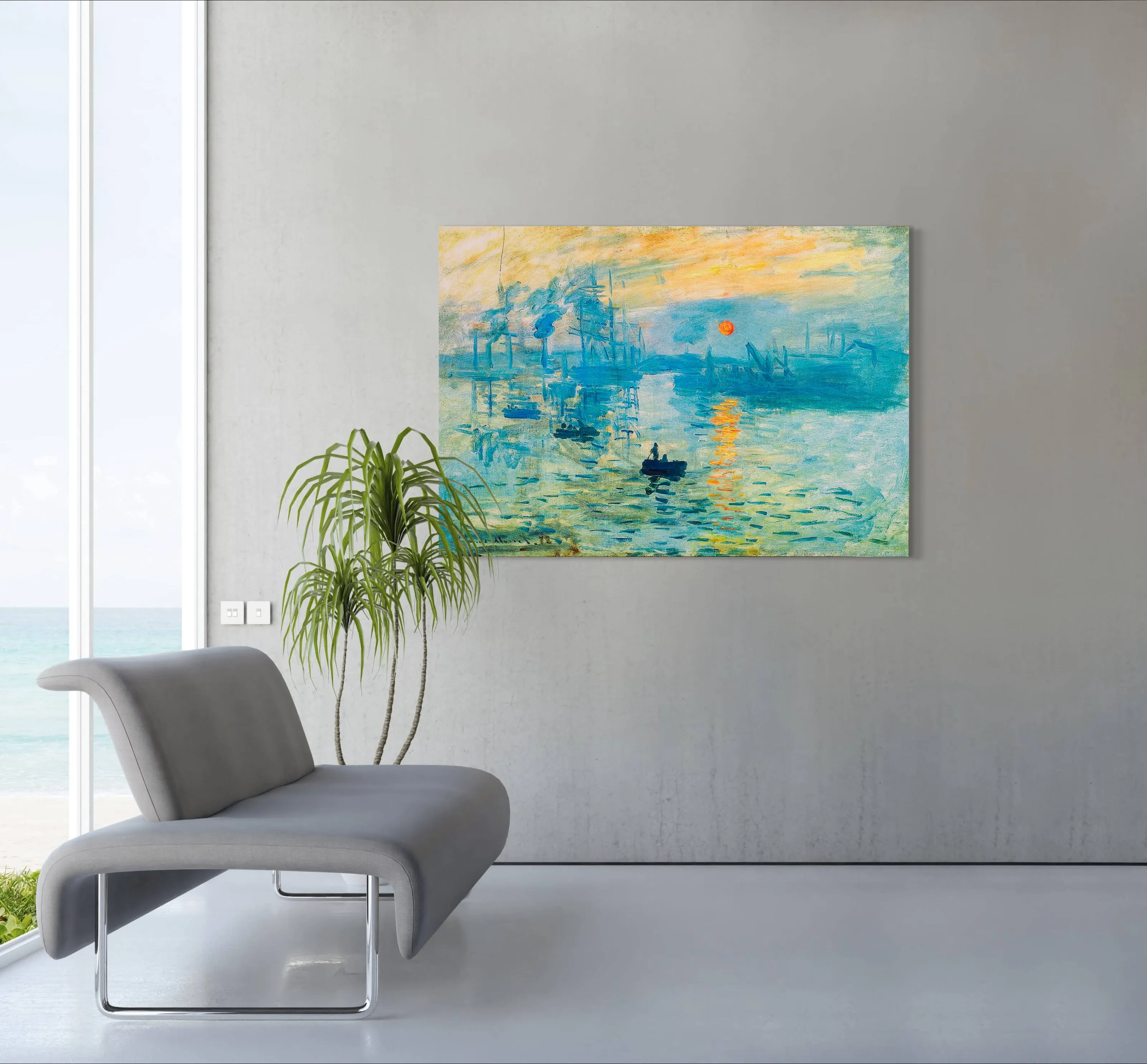 Sunrise Landscape - Painted by Claude Monet - Circa. 1899. High Quality Polyester Cotton Canvas Print. Rolled Canvas Available in 3 Sizes - Small, Medium, or Large. Stretched Canvas Option Available in One (1) Large Size - 70cm x 100cm.