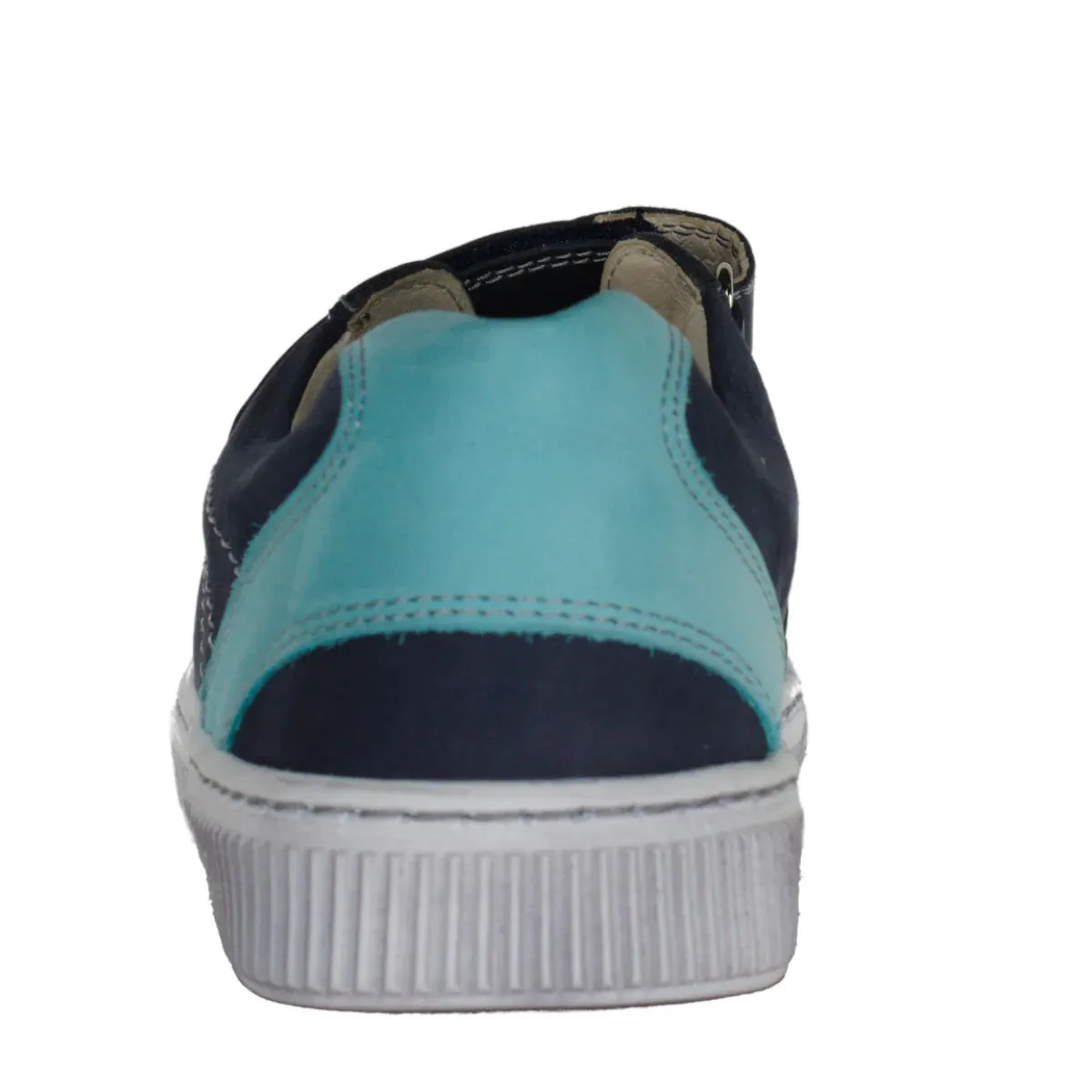 Szamos Kid Boy Sneakers In Dark Blue Color With Bermuda Blue Detail And Double Velcro Strap - Made In Europe