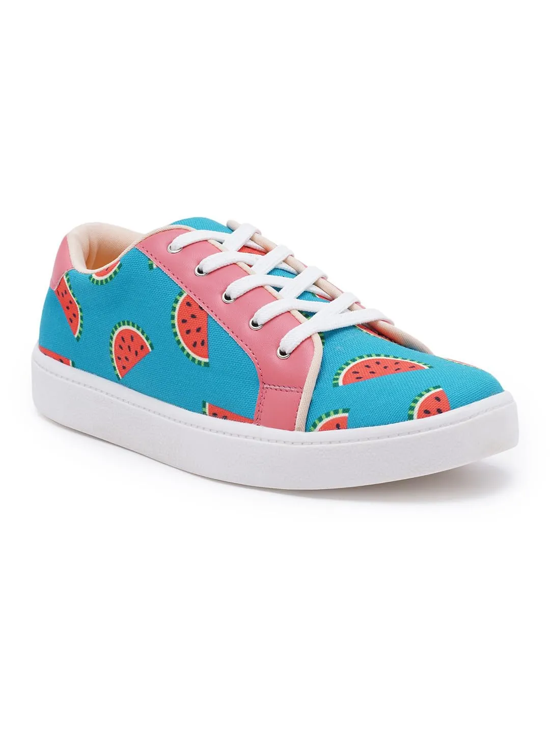 THE QUIRKY NAARI Watermelon Sugar Sneakers with A Funky Design | Teal | 7 UK