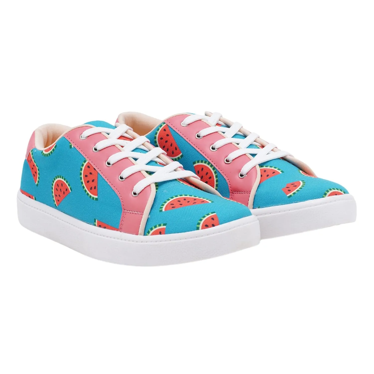 THE QUIRKY NAARI Watermelon Sugar Sneakers with A Funky Design | Teal | 7 UK