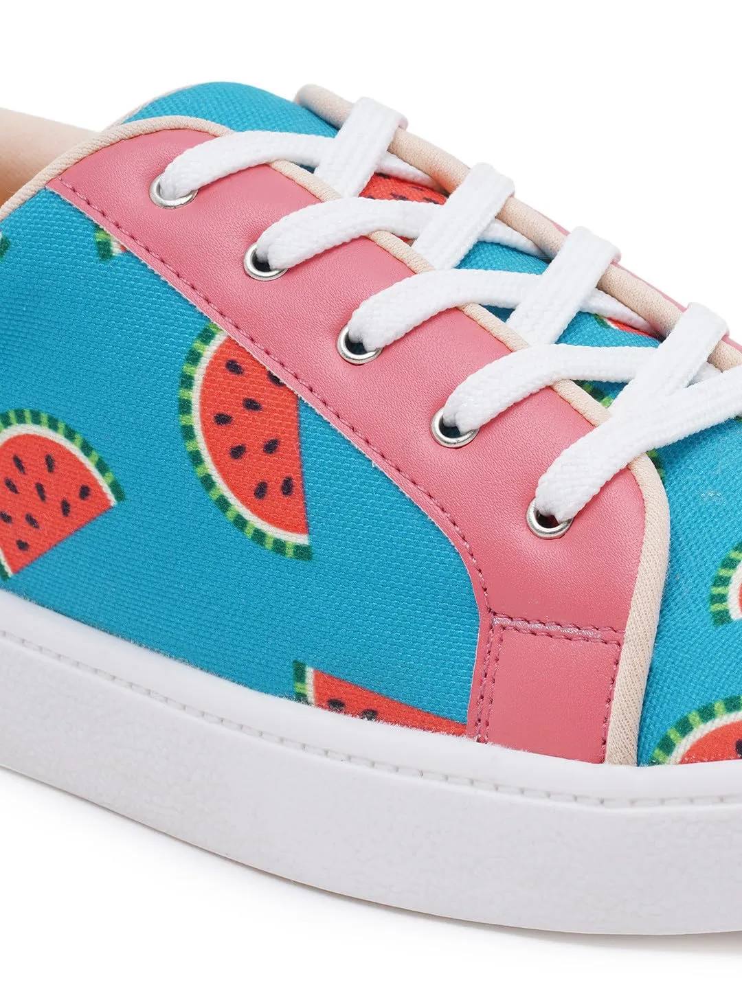 THE QUIRKY NAARI Watermelon Sugar Sneakers with A Funky Design | Teal | 7 UK