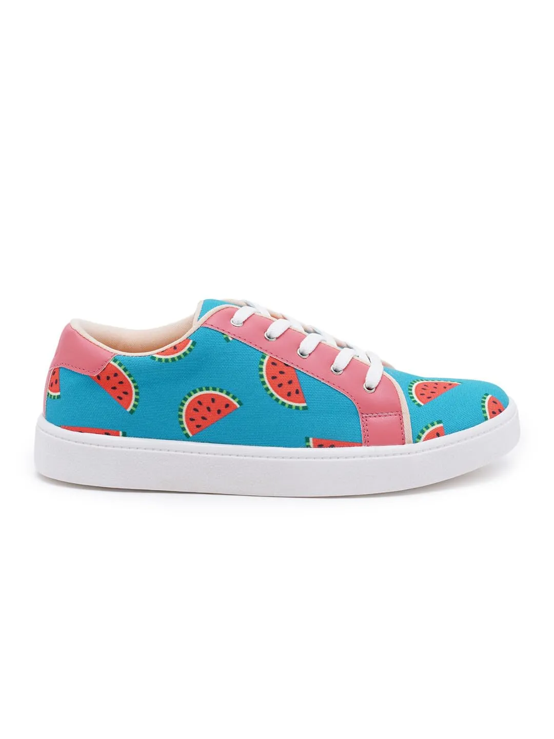 THE QUIRKY NAARI Watermelon Sugar Sneakers with A Funky Design | Teal | 7 UK