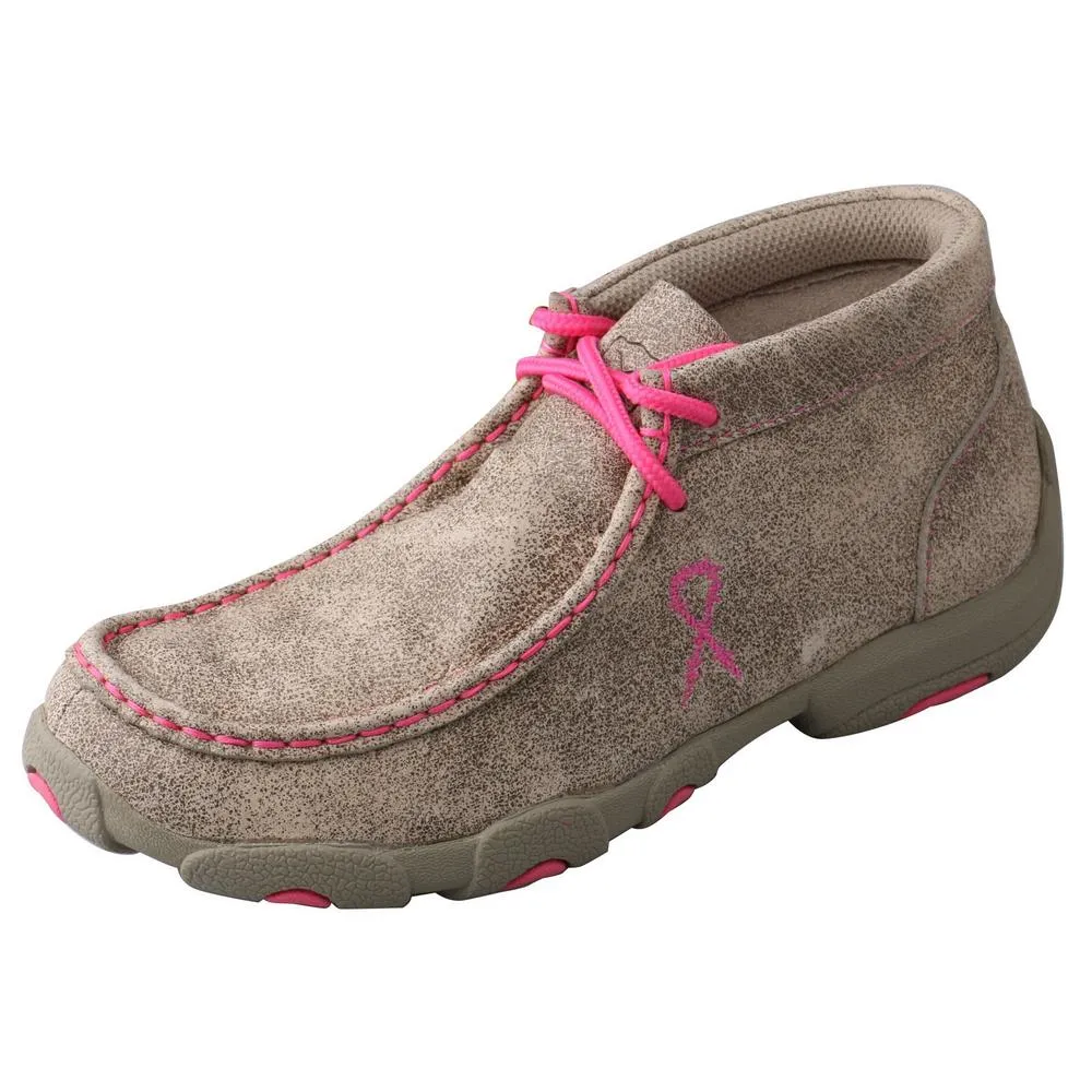 'Twisted X' Kids' Chukka Driving Moc - Dusty Tan / Neon Pink