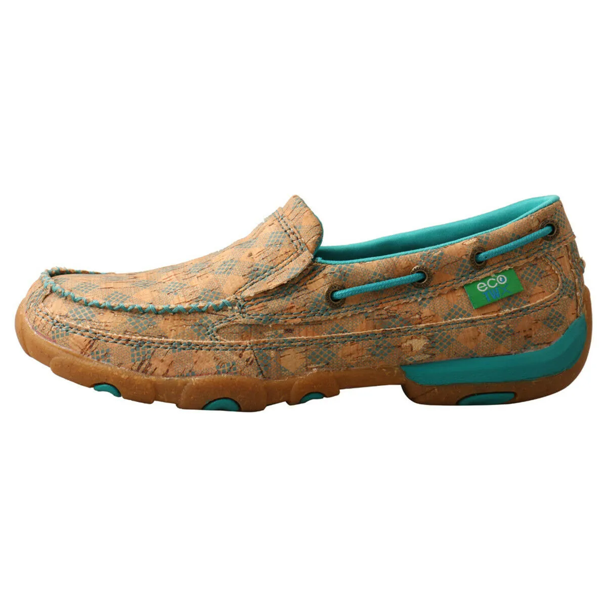 Twisted X Ladies Tan & Turquoise Slip On Driving Mocs WDMS022