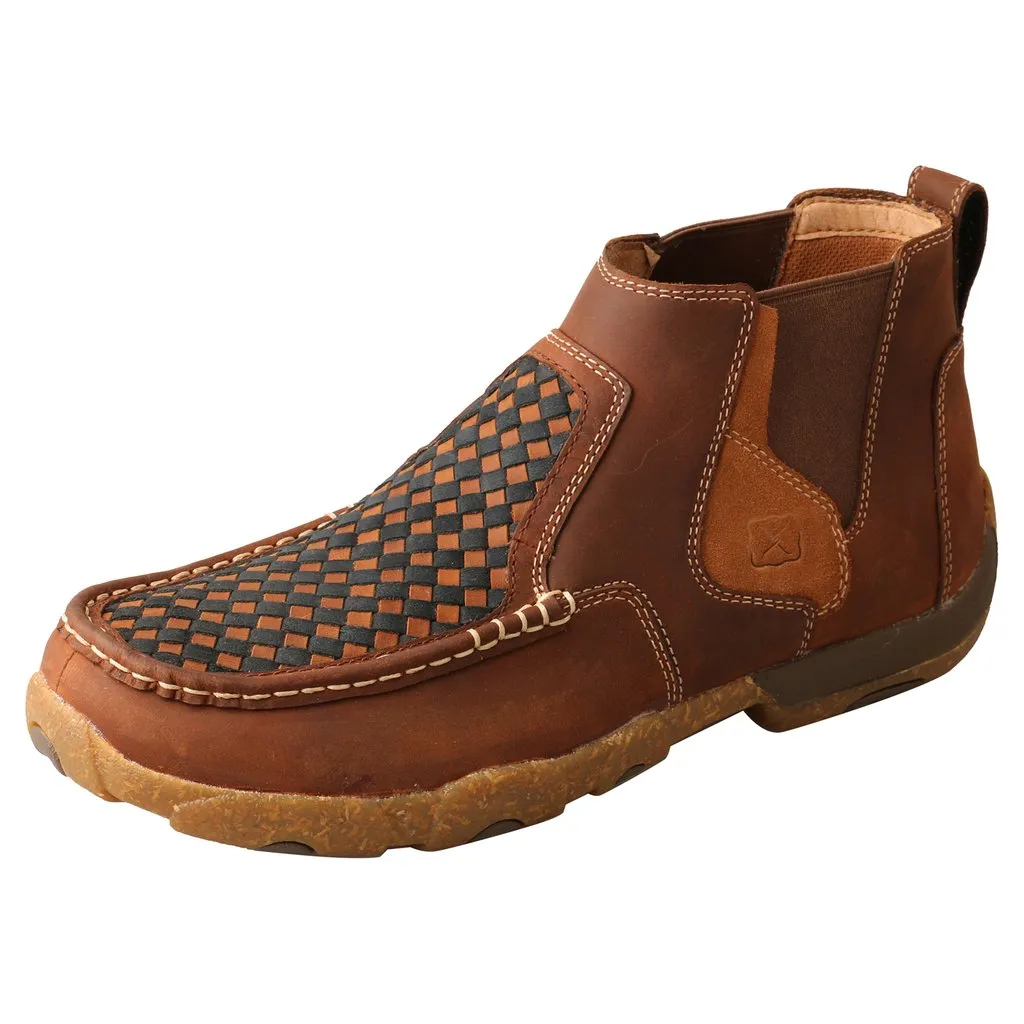 'Twisted X' Men's 4" Chelsea Basket Weave Driving Moc - Oiled Saddle