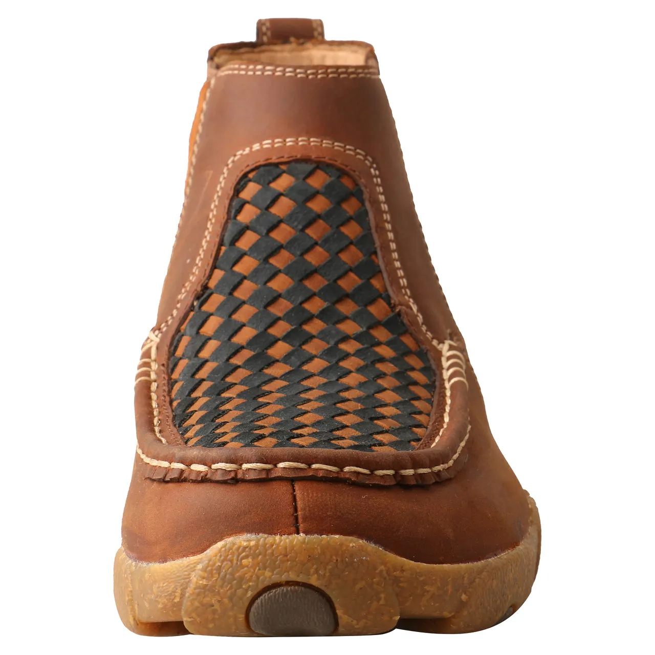 'Twisted X' Men's 4" Chelsea Basket Weave Driving Moc - Oiled Saddle