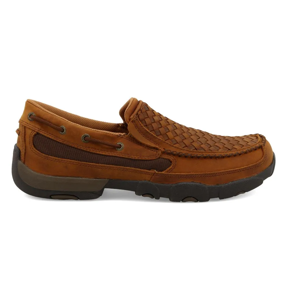 'Twisted X' Men's Driving Moc Slip On - Oiled Saddle / Brown