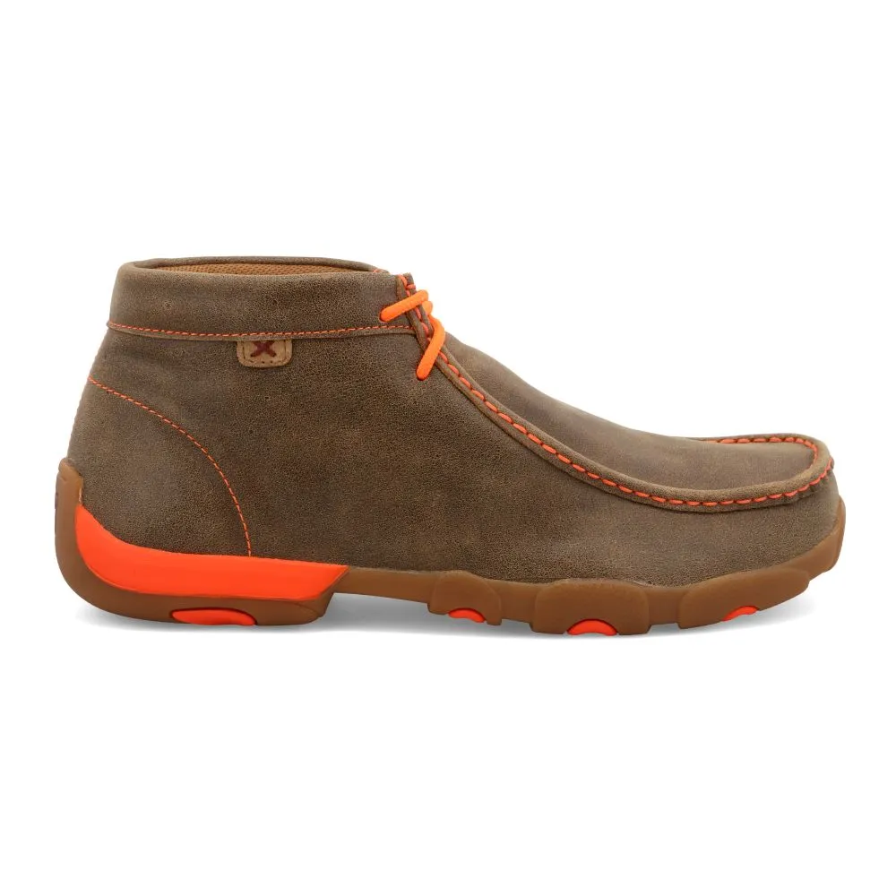 'Twisted X' Men's Driving Moccasin - Tan / Bomber / Neon Orange