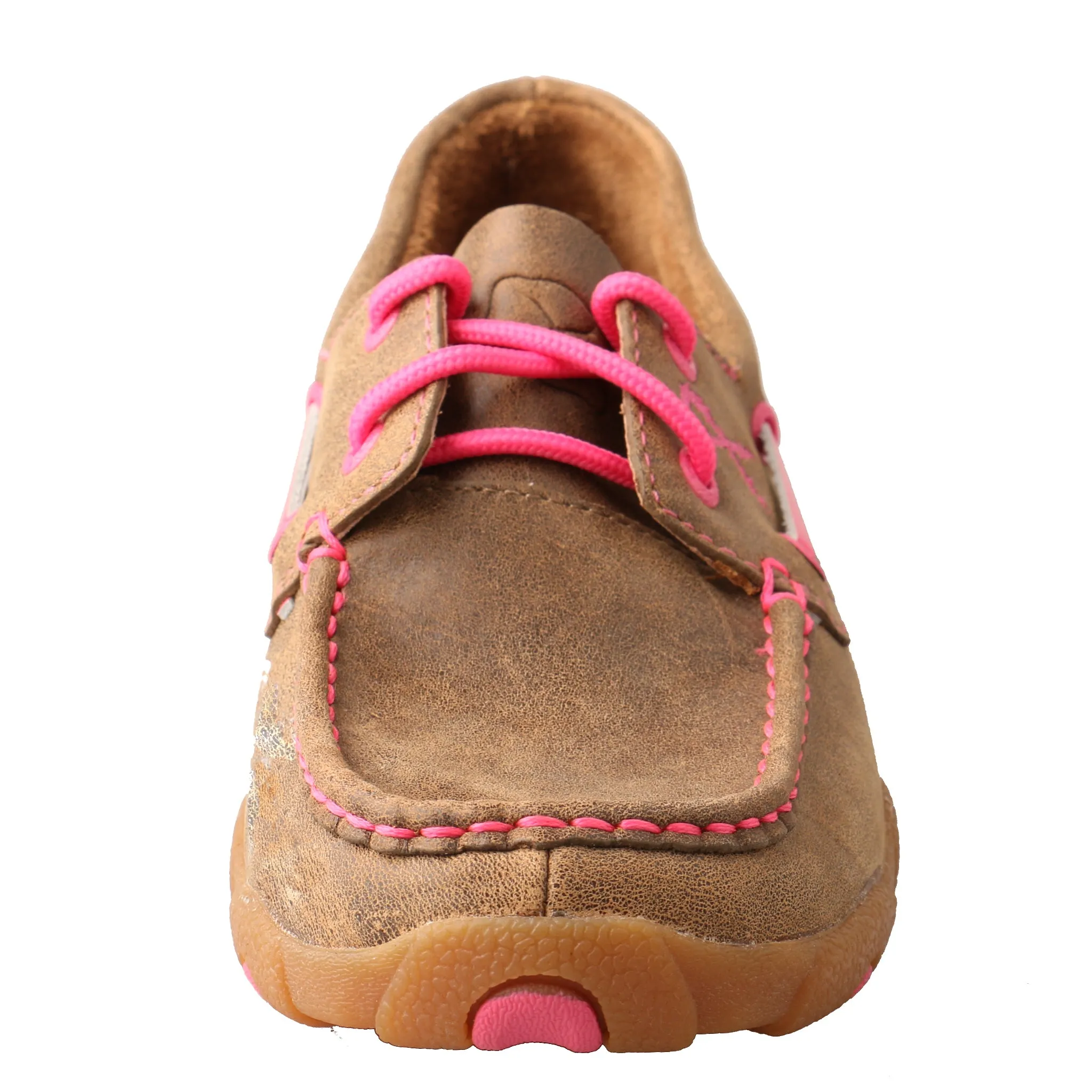 'Twisted X' "Tough Enough To Wear Pink" Driving Moc - Tan / Pink