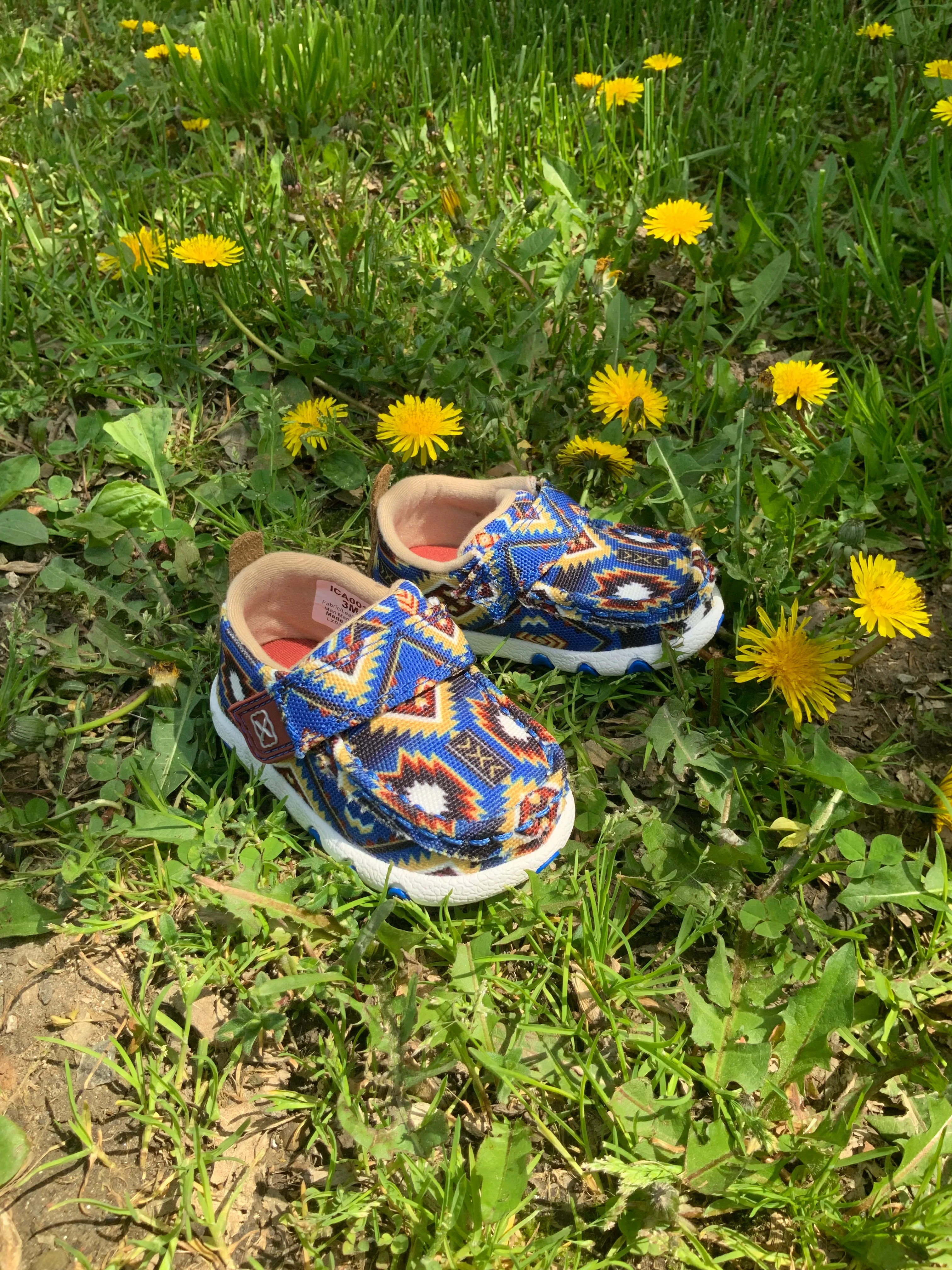 Twisted X Toddler Driving Moc Blue Aztec ICA0019