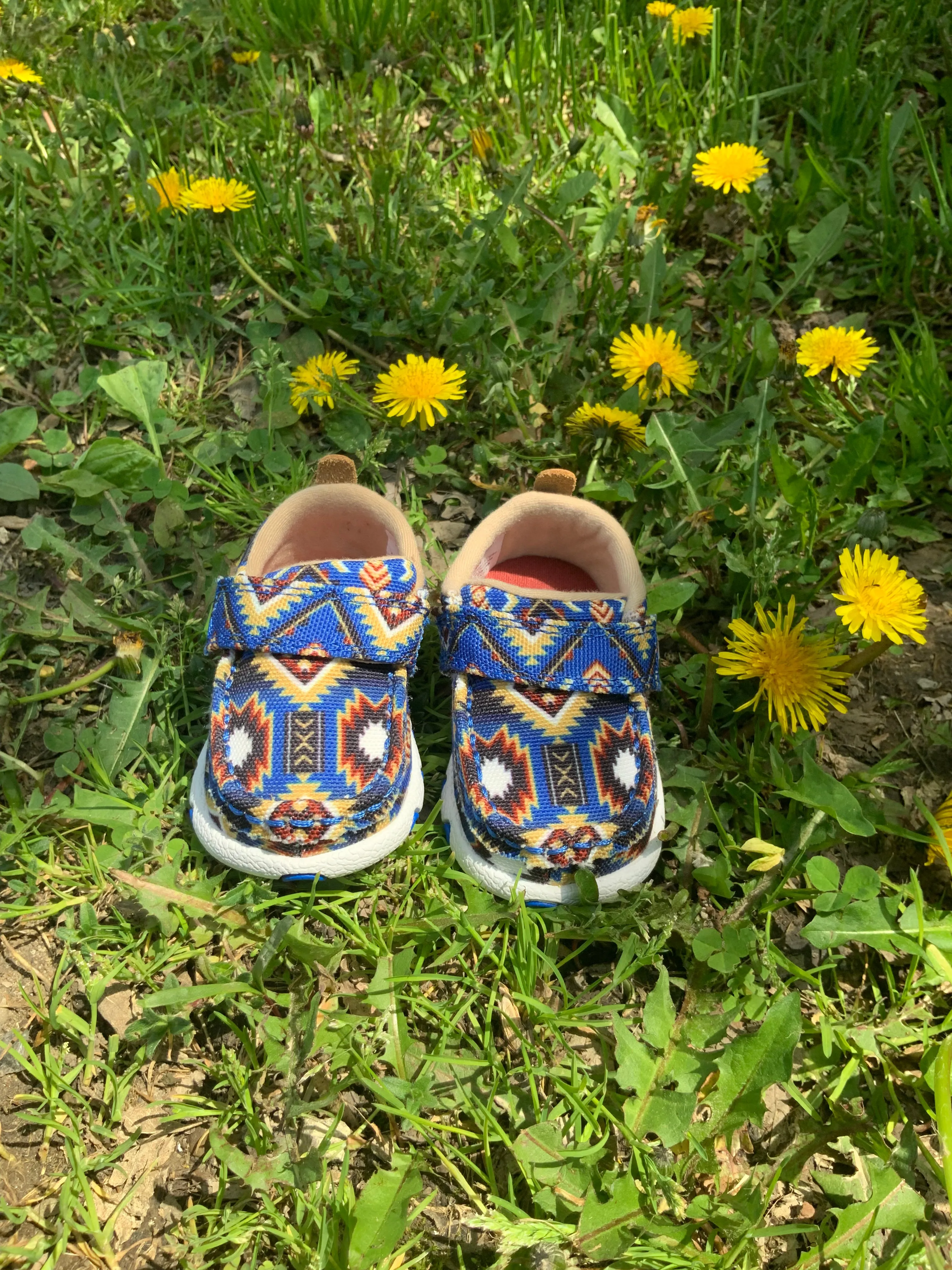 Twisted X Toddler Driving Moc Blue Aztec ICA0019