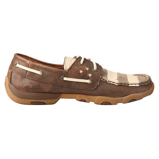 Twisted X Women's Brown and Ivory Flag Short Moc