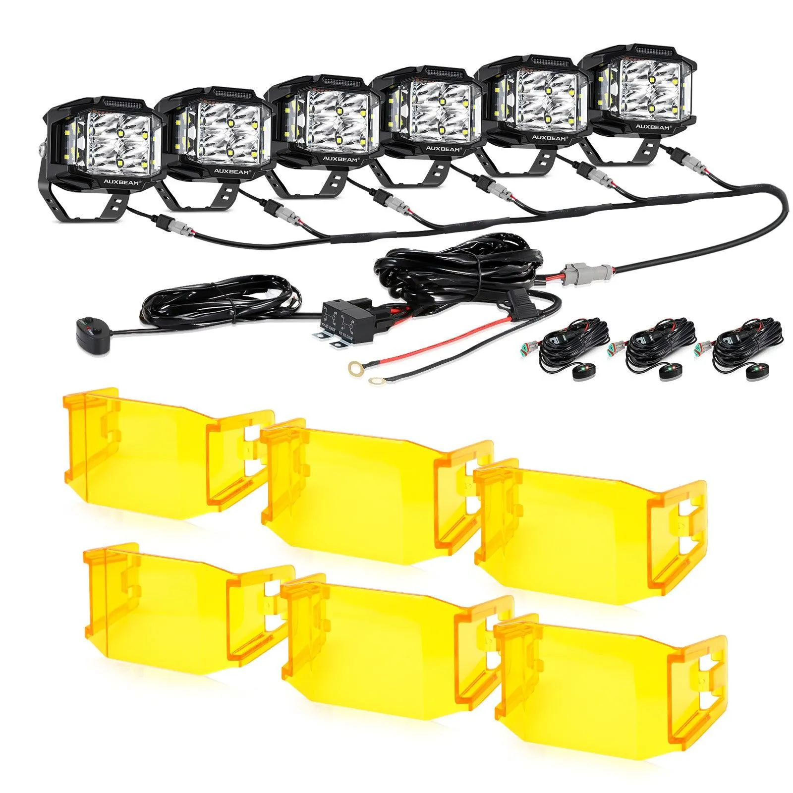 V-MAX Series | 4 Inch 92W 8960LM Combo Beam Side Shooter LED Square Pod Lights with Amber DRL