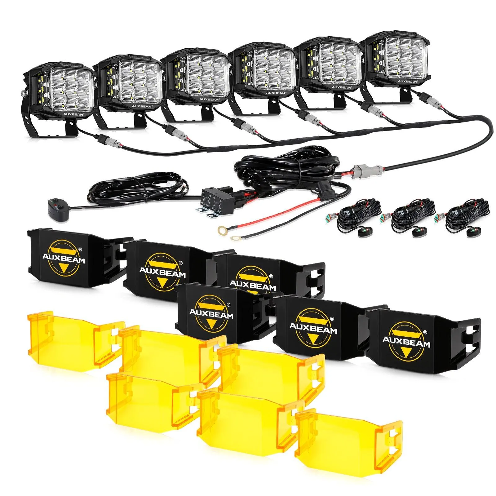 V-MAX Series | 5 Inch 168W 16440LM Combo Beam Side Shooter LED Square Pod Lights with Amber DRL