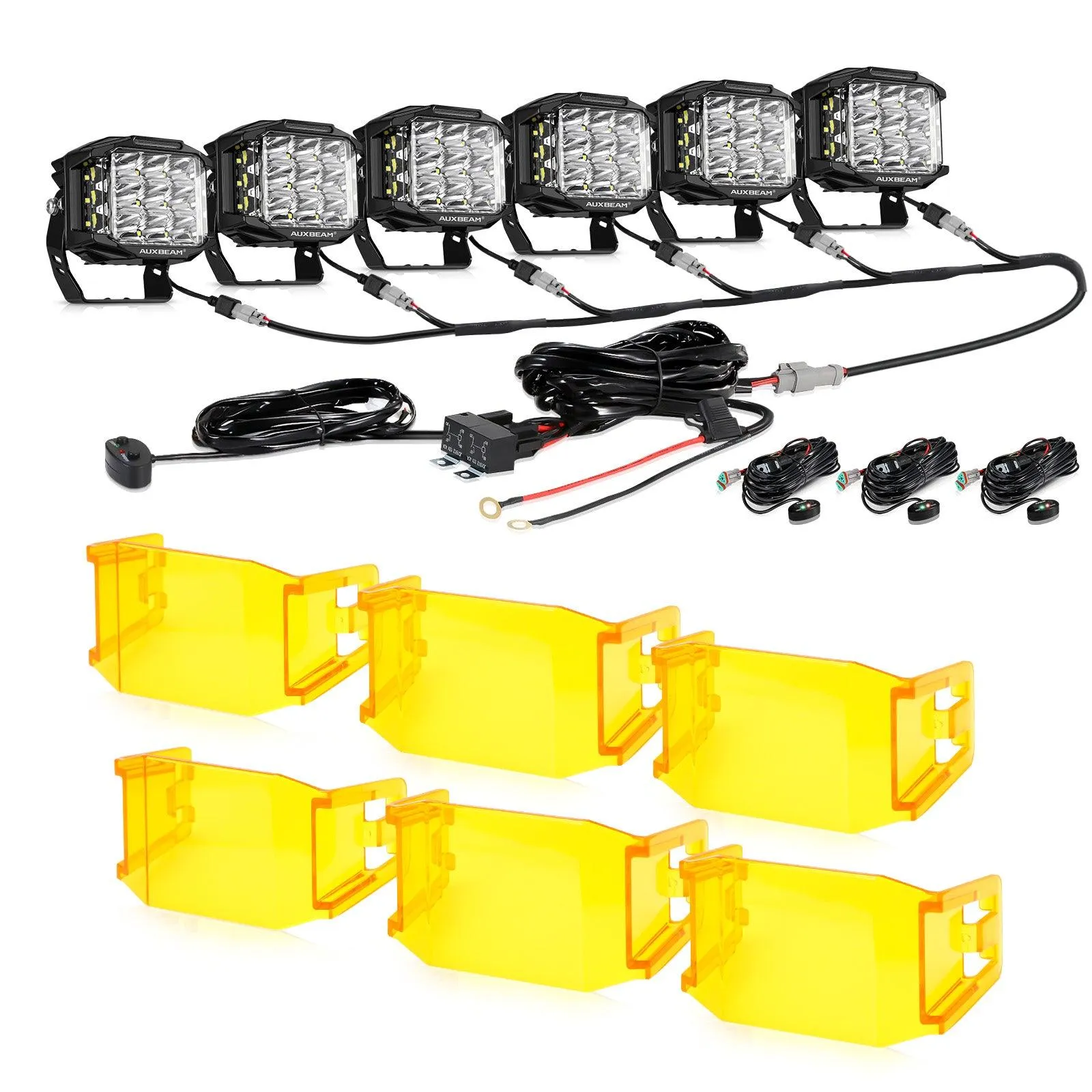 V-MAX Series | 5 Inch 168W 16440LM Combo Beam Side Shooter LED Square Pod Lights with Amber DRL