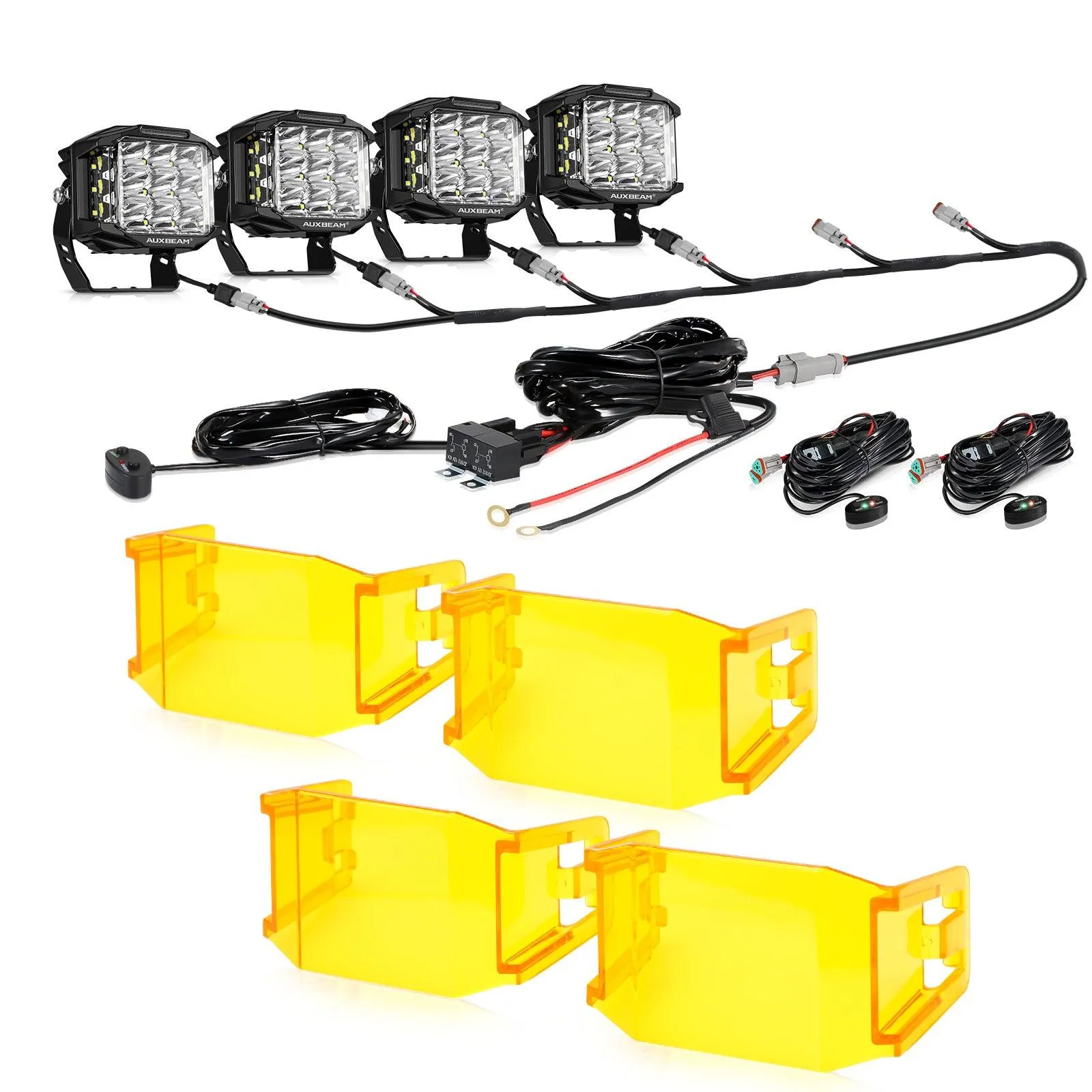 V-MAX Series | 5 Inch 168W 16440LM Combo Beam Side Shooter LED Square Pod Lights with Amber DRL