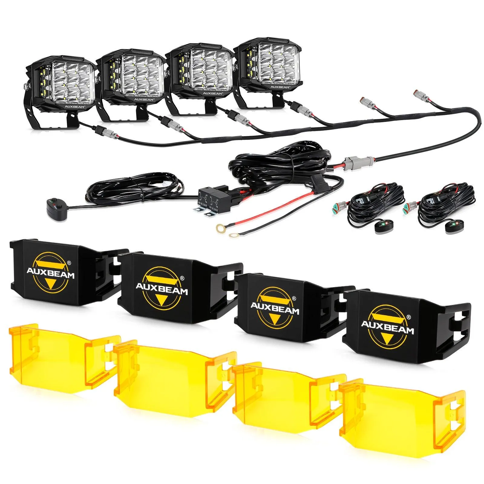 V-MAX Series | 5 Inch 168W 16440LM Combo Beam Side Shooter LED Square Pod Lights with Amber DRL