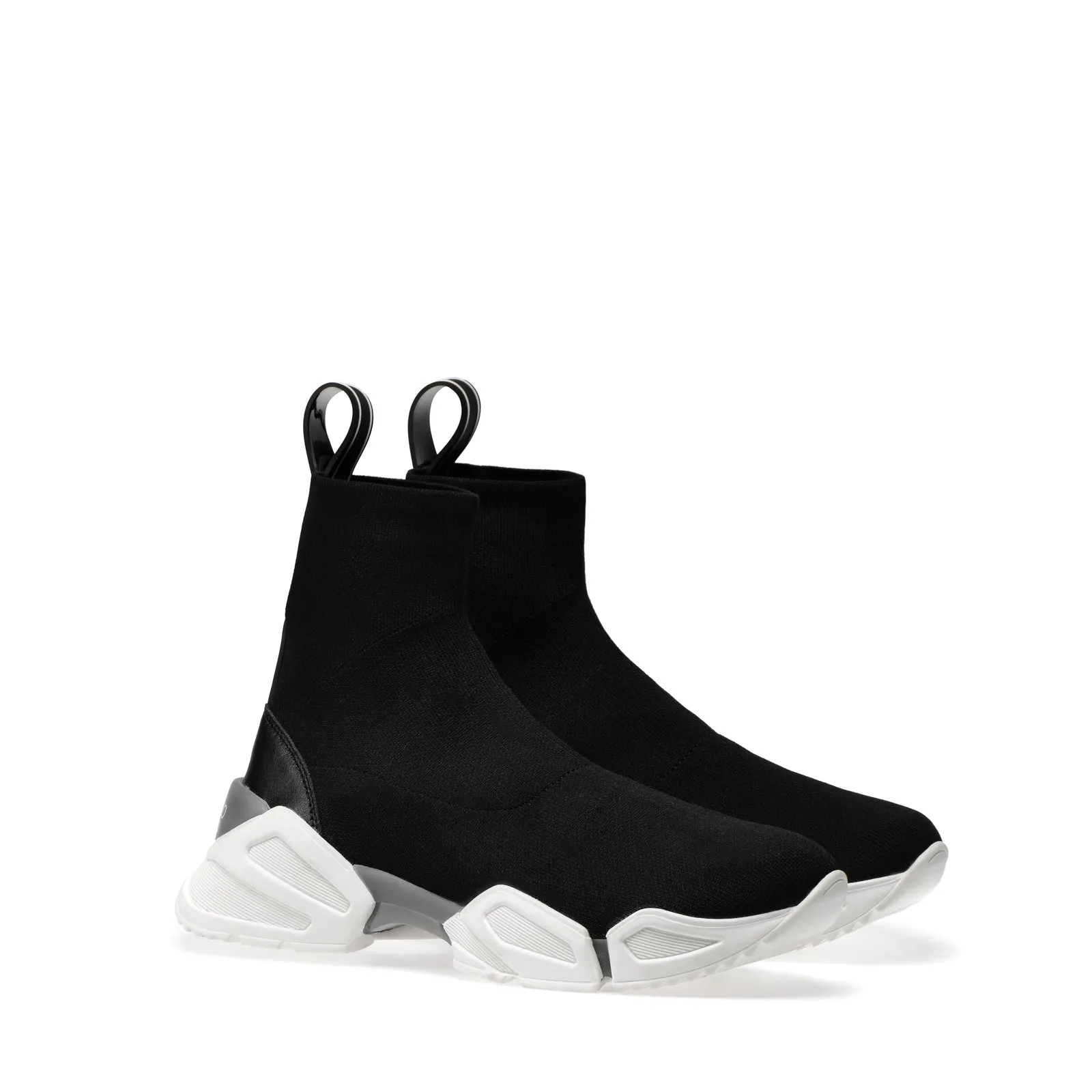 VALENTINO High Top Sneaker in black stretch fabric