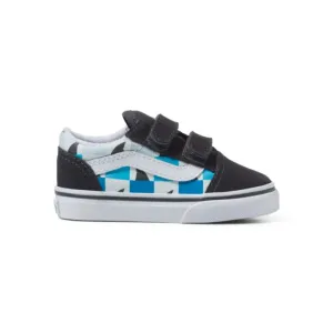 VANS Glow Checkerboard Sharks Old Skool V Baby/Toddler Sneaker