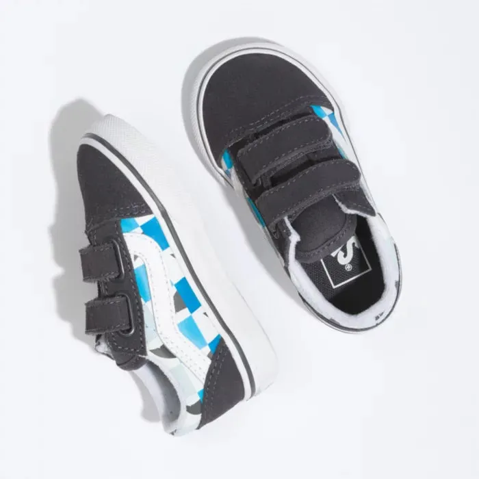 VANS Glow Checkerboard Sharks Old Skool V Baby/Toddler Sneaker