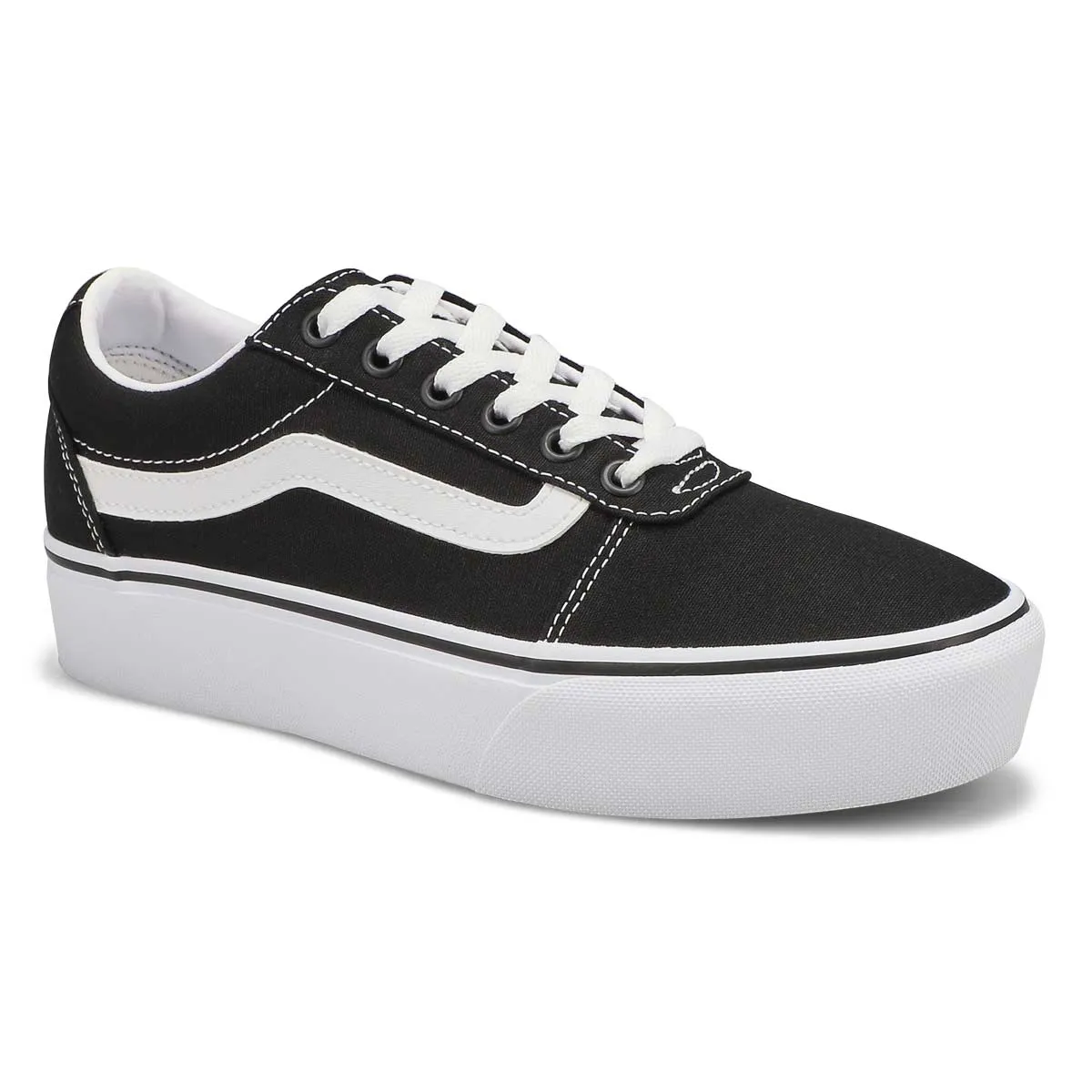 Vans Women's Ward Platform Black and White Sneaker VNOA3TLC1871